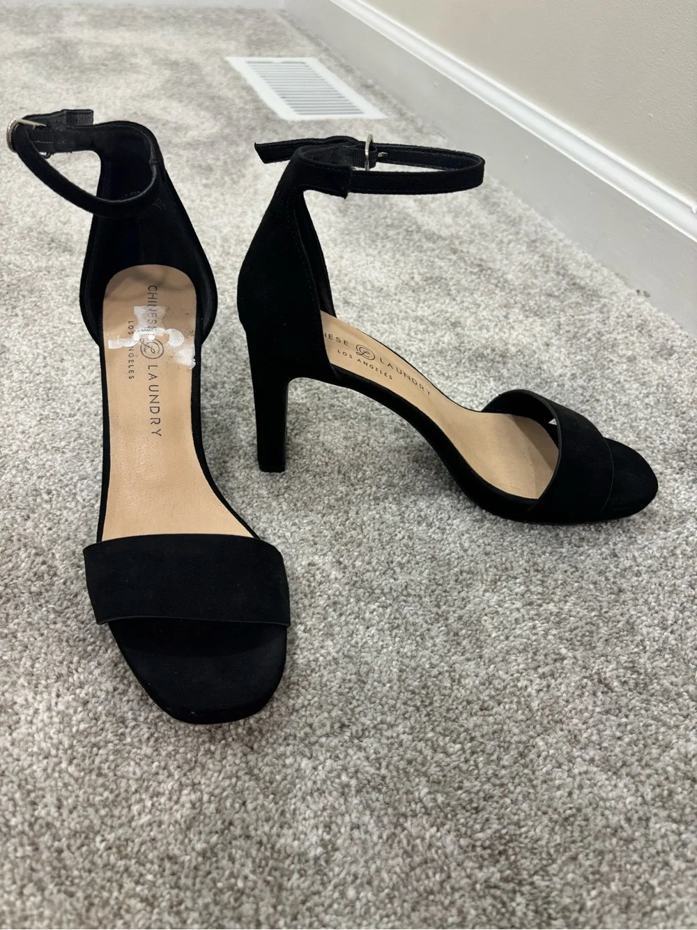 Chinese Laundry Black Ankle-Strap Block Heels